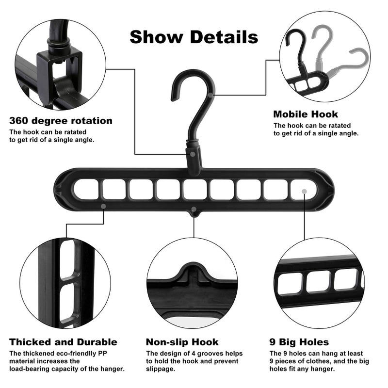 HEYHOUSE Closet Organizers and Storage,College Dorm Room Essentials, Multifunctional Organizer Magic Space Saving Hangers with 9 Holes Storage Organization for Wardrobe Closet Heavy Clothes - Image 5